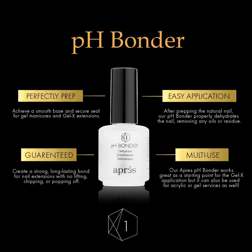 APRÉS Apres Gel-X Essentials - Extend Gel, pH Bonder, Acid-Free Gel Primer, Curved Nail File 100/180 Grit, Nail Buffer