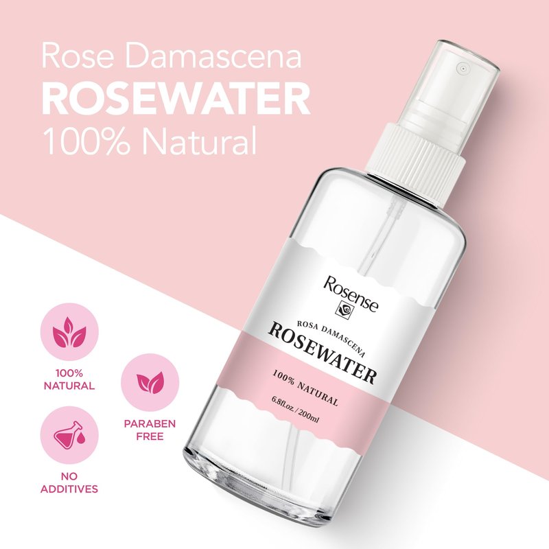 Rosense Rosewater Hydrating Facial Toner/Rose Water Face Mist (6.8 Oz) 2-Pack