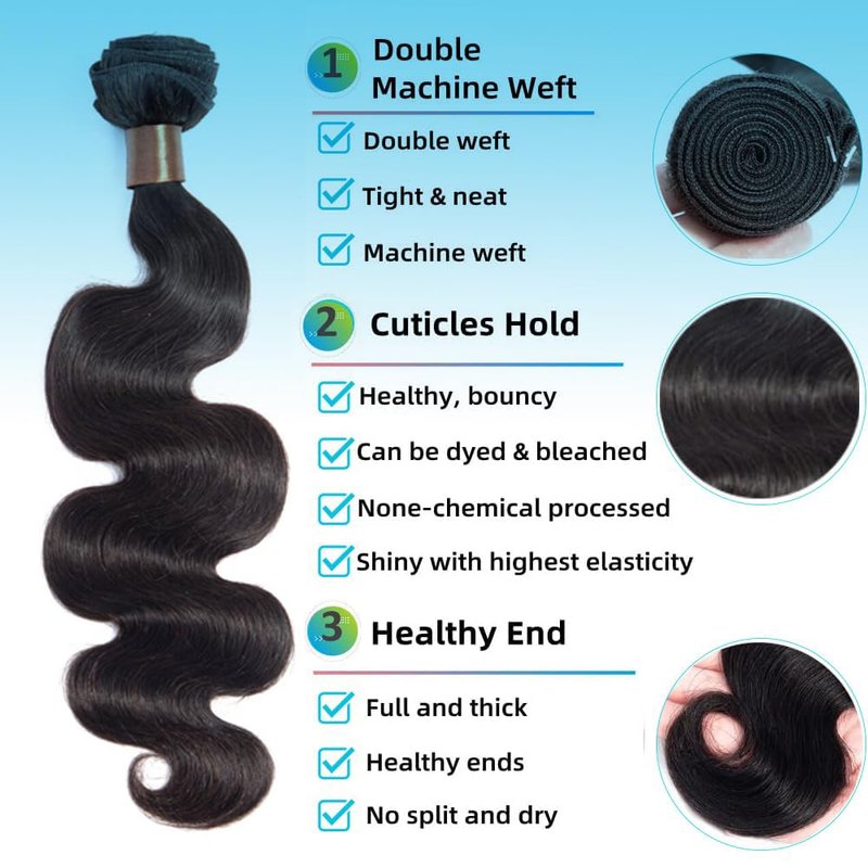 BLACKMOON HAIR Indian Virgin Hair Body Wave Human Hair Bundle 100% Unprocessed Human Virgin Hair One Bundle 20 inch 100g Natural Black Color