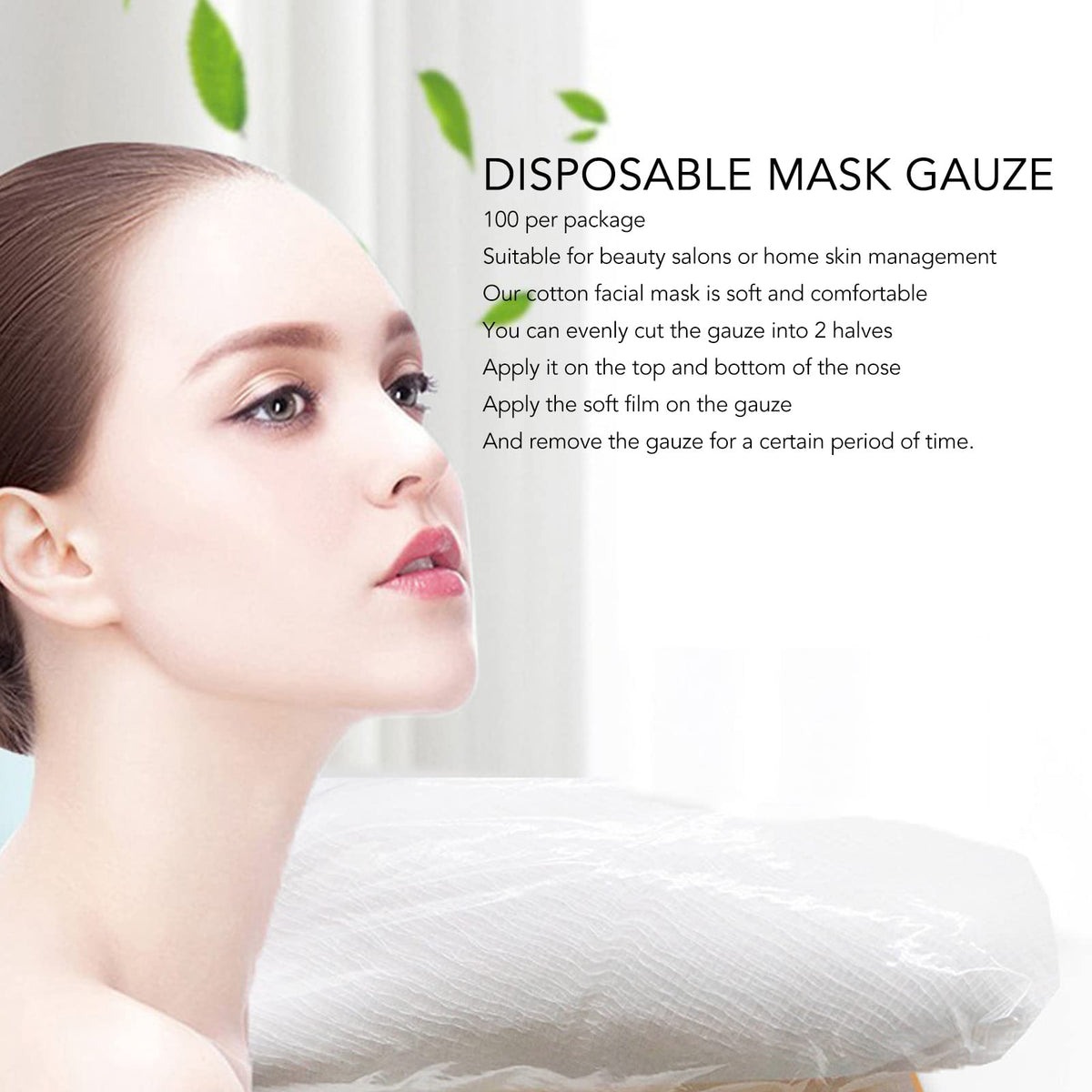 Dioche 100pcs Gauze Mask, Disposable Precut Gauze Face Masks, Soft Cotton Spa Gauze Mask Skin Care Paper Sheet for Treatments and Masks, Wholesale Business
