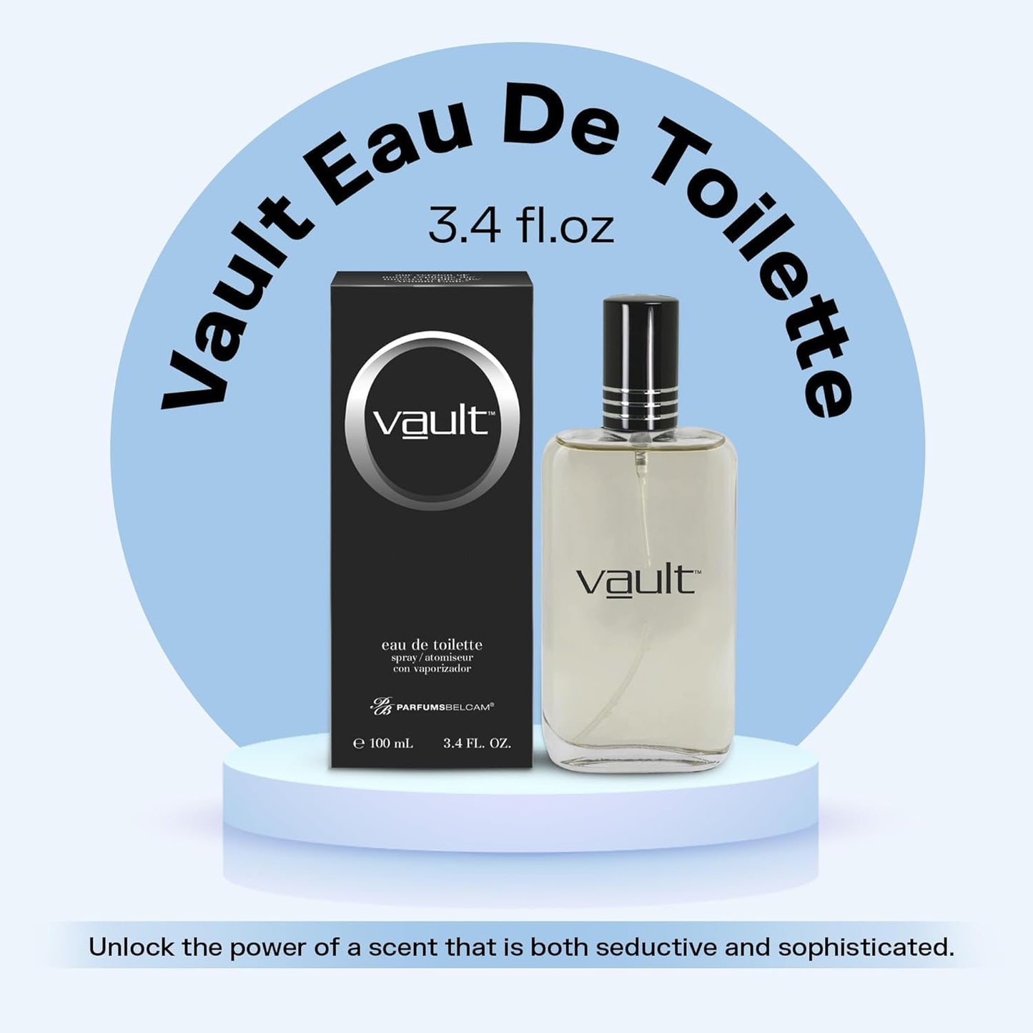 Vault Eau De Toilette Spray for Men - Bold Musk with Bergamot & Sandalwood | Long-Lasting 3.4 Fl Oz Fragrance