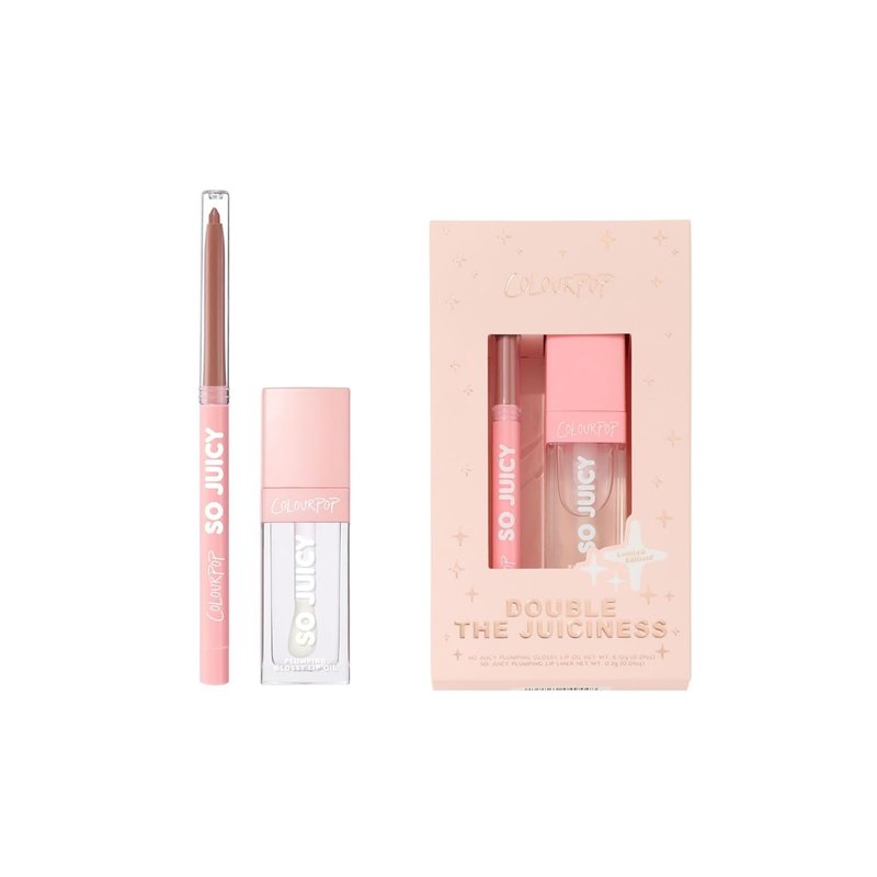ColourPop Plumping Lip Liner & Oil Duo - Non-Sticky Formula for Shine & Definition | Tease & Lychee Jelly (2 Count)
