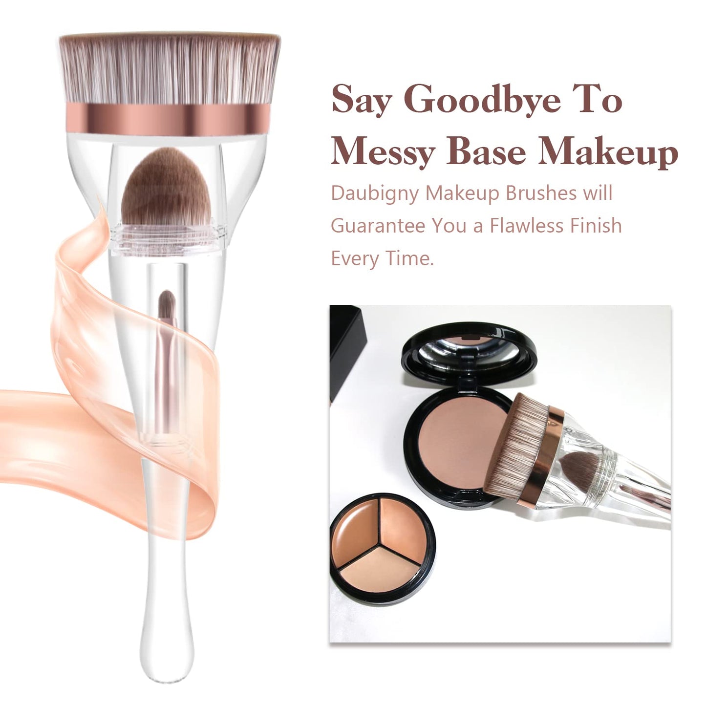 Foundation Brush, Daubigny Perfect Makeup Brush for Face Blush Liquid Powder Foundation Brush for Blending Liquid, Cream or Flawless Powder Cosmetics with Great Gift Case