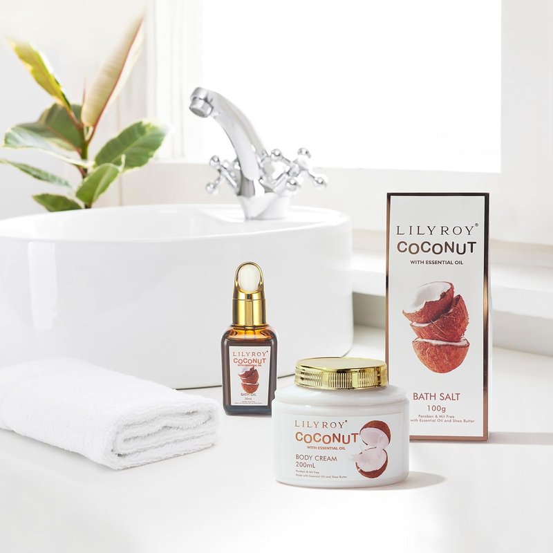 Coconut Bath and Body Gift Basket Set - Spa Kit for Men & Women | Perfect for Father's Day, Mother's Day, Birthdays & Holidays