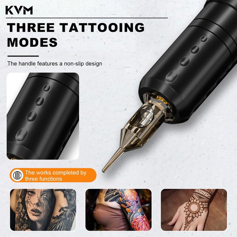 Wireless Tattoo Pen Kit 2000mAh - Professional Tattoo Gun with IPS Screen, 20 Sterile Needles, 8 Color Inks & Practice Skin
