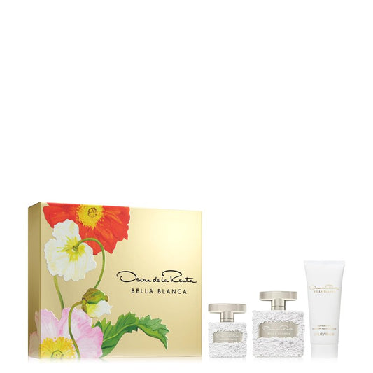 Oscar de la Renta Bella Blanca Eau de Parfum 3 Piece Gift Set for Women - Perfume Spray 3.4 Fl. Oz, & 1.0 Fl. Oz., and Body Lotion 3.4 Fl. Oz.