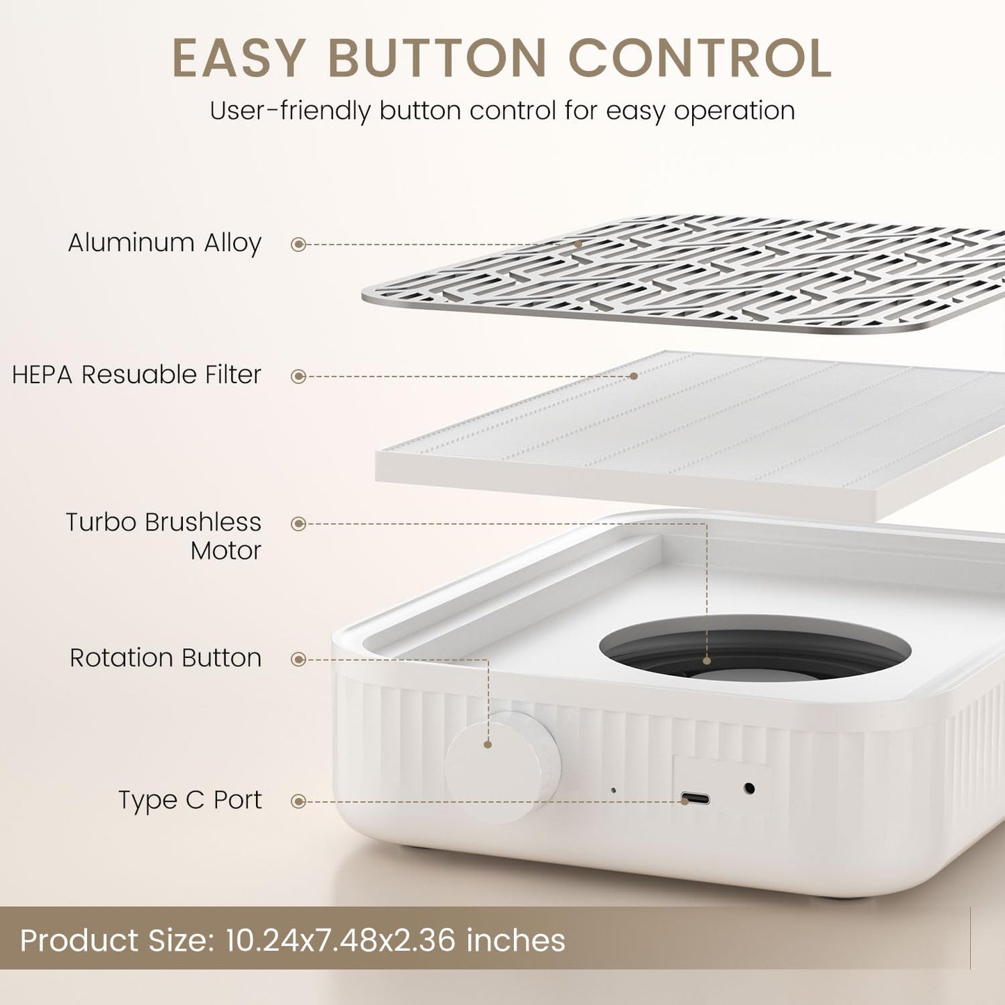pozoera Nail Dust Collector Cordless - Rechargeable Nail Dust Collector Quiet & Powerful Suction, Professional Nail Tech Dust Collector for Acrylic Gel Polish Manicure Pedicure at Salon&Home