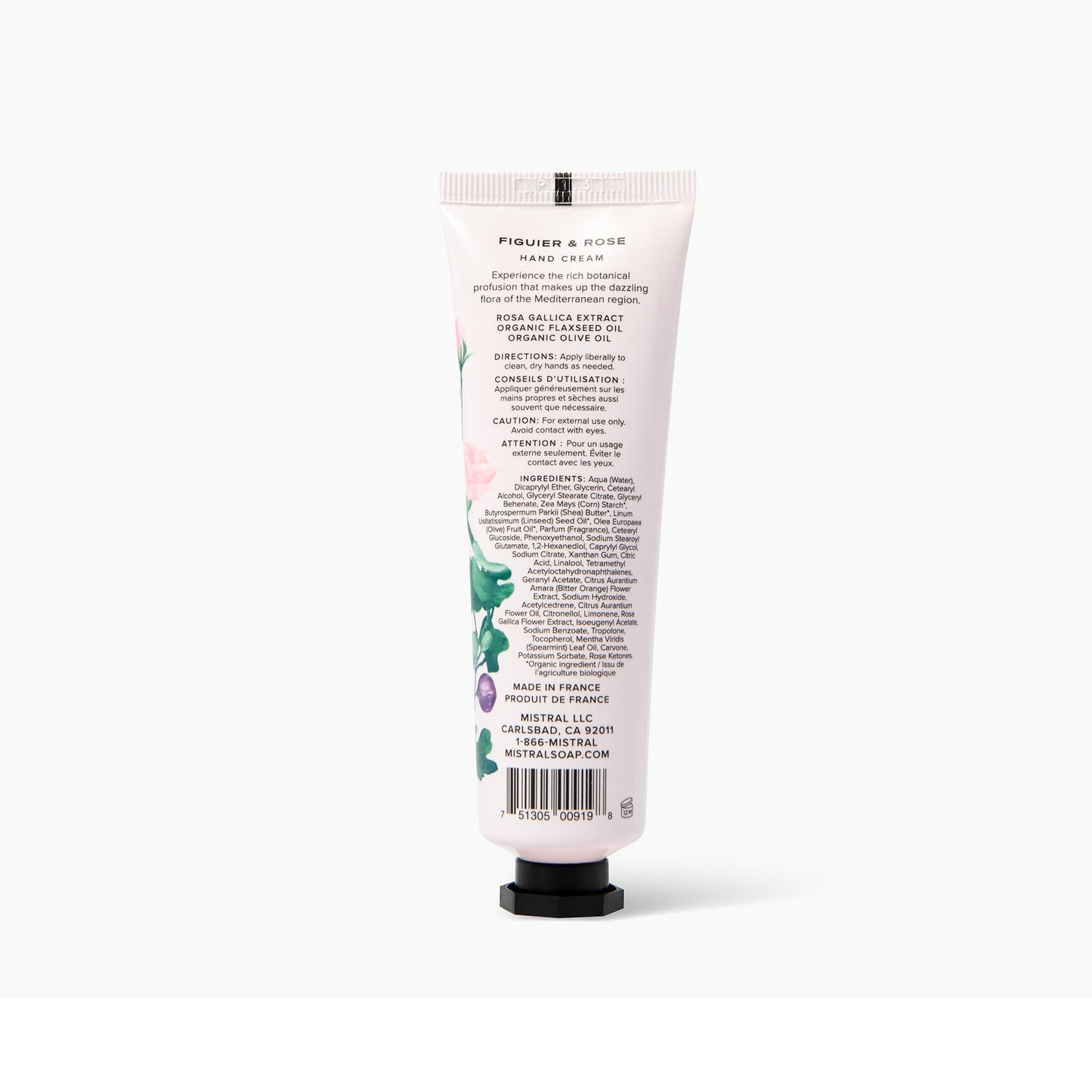 Mistral Flora Mediterranea Hand Cream 2 fl oz Figuier & Rose | Luxury French Hand Lotion for Dry Hands | Moisturizing Handcream