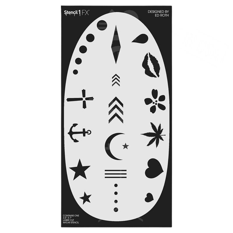 Stencil1FX - Tattoo Marks Makeup Stencil - for Costumes, Dress Up, Halloween, Cosplay, Face Painting, Raves, Festivals, Parades, Parties