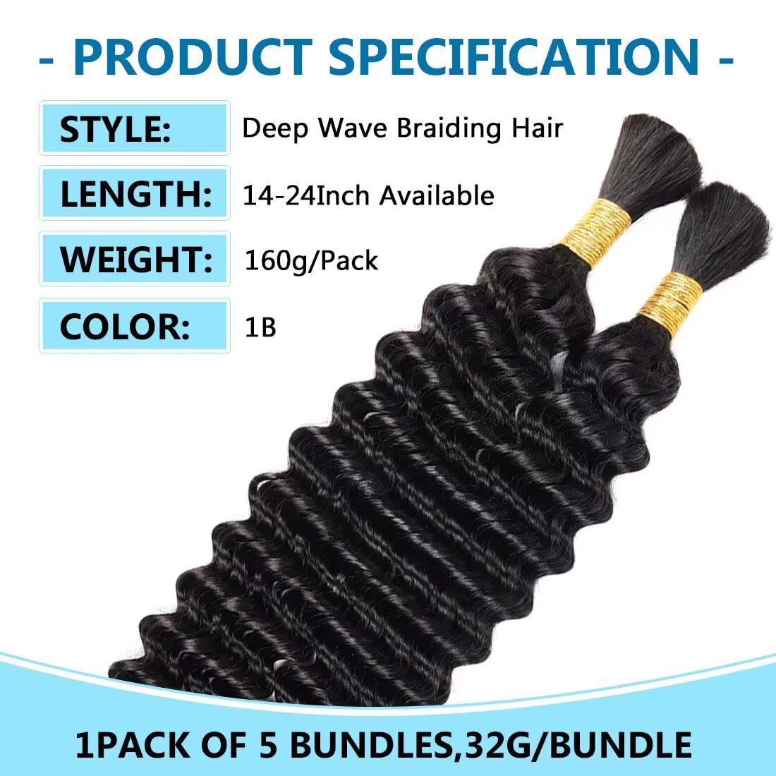 100g 3 bundles 99j Red Burgundy Human Braiding Hair 14 Inch Deep Water Wave Bulk Human Hair for Braiding No Weft 12A Brazilian Virgin Curly Human Hair Extensions for Boho Braids