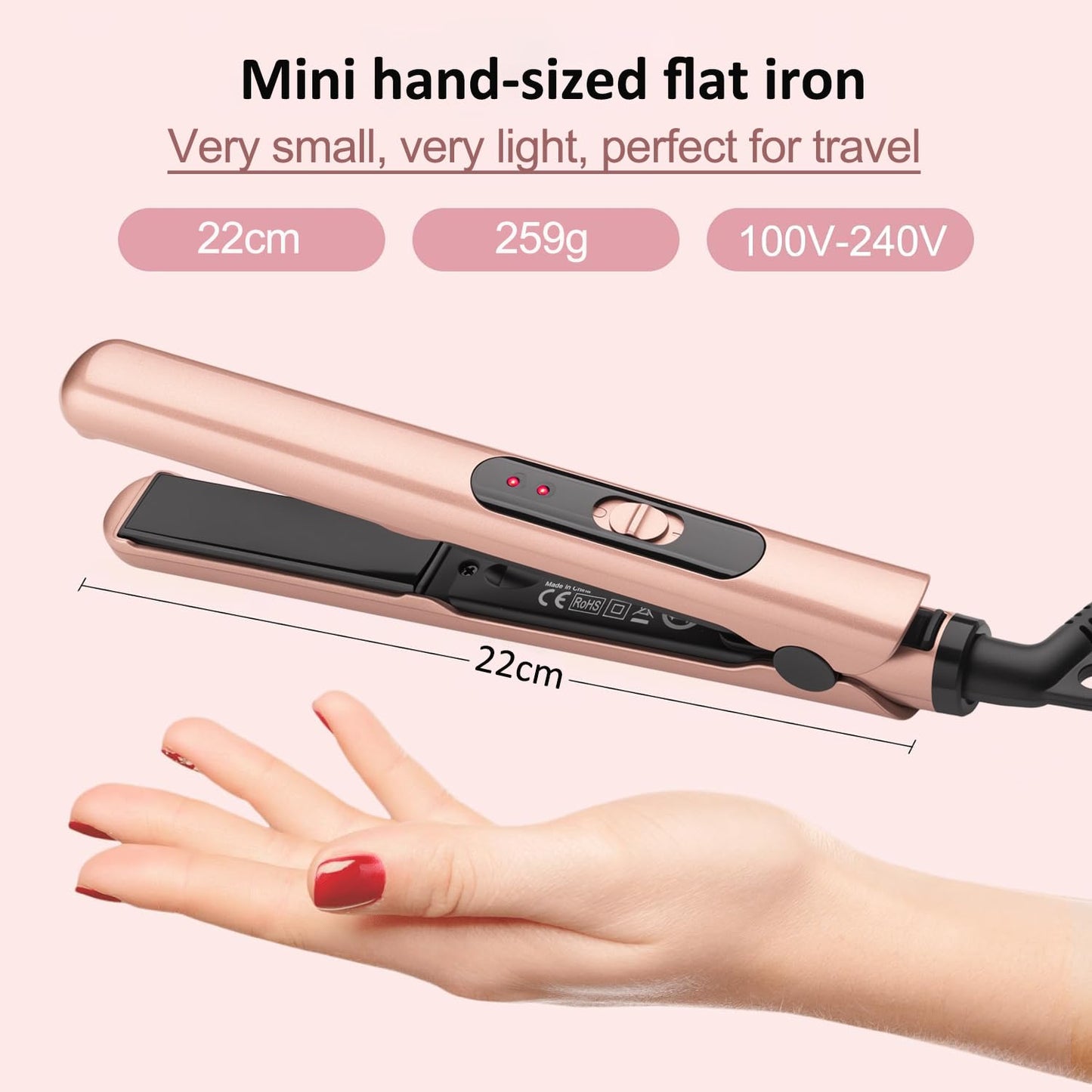 Small Flat Iron 0.7 Inch Mini Hair Straightener and Curler 2 in 1