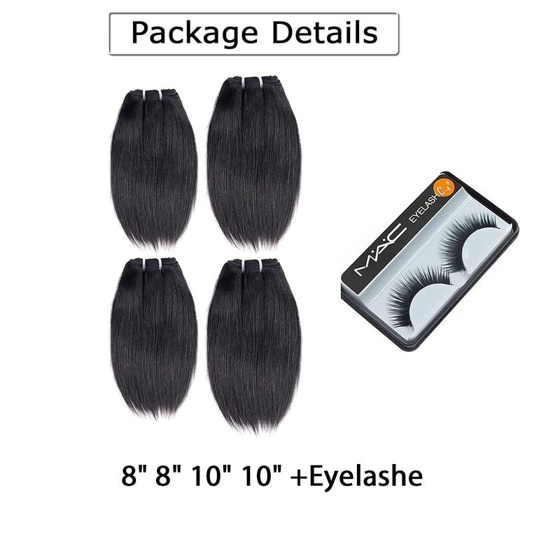 Liang Dian Straight Bundles Human Hair 8 8 10 10 Inch Natural Color Bundles Human Hair 12A Brazilian Virgin Hair 100% Unprocessed Quick Weave Hair Bundles