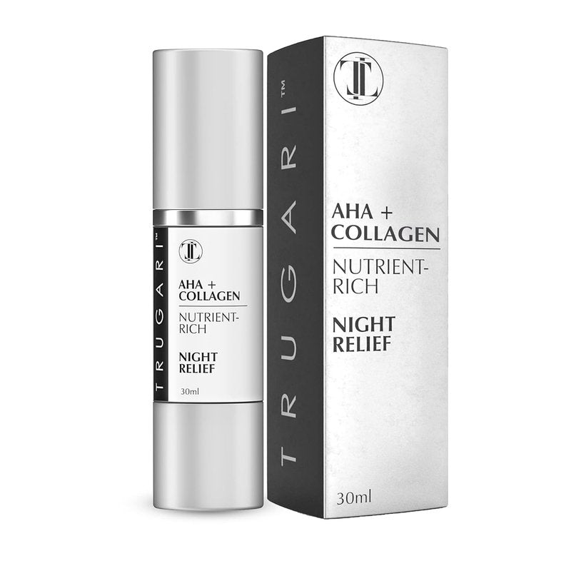 Facial Night Serum - AHA & Collagen Anti-Aging Formula with Vitamins C, B, E | Nutrient-Rich Skincare