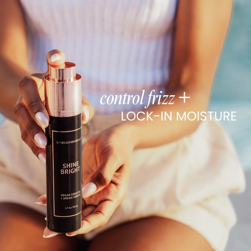 Shine Bright Serum - Vegan Keratin & Organic Argan Oil | Smoothing Formula for Silky, Frizz-Free Hair - 1.7 Oz