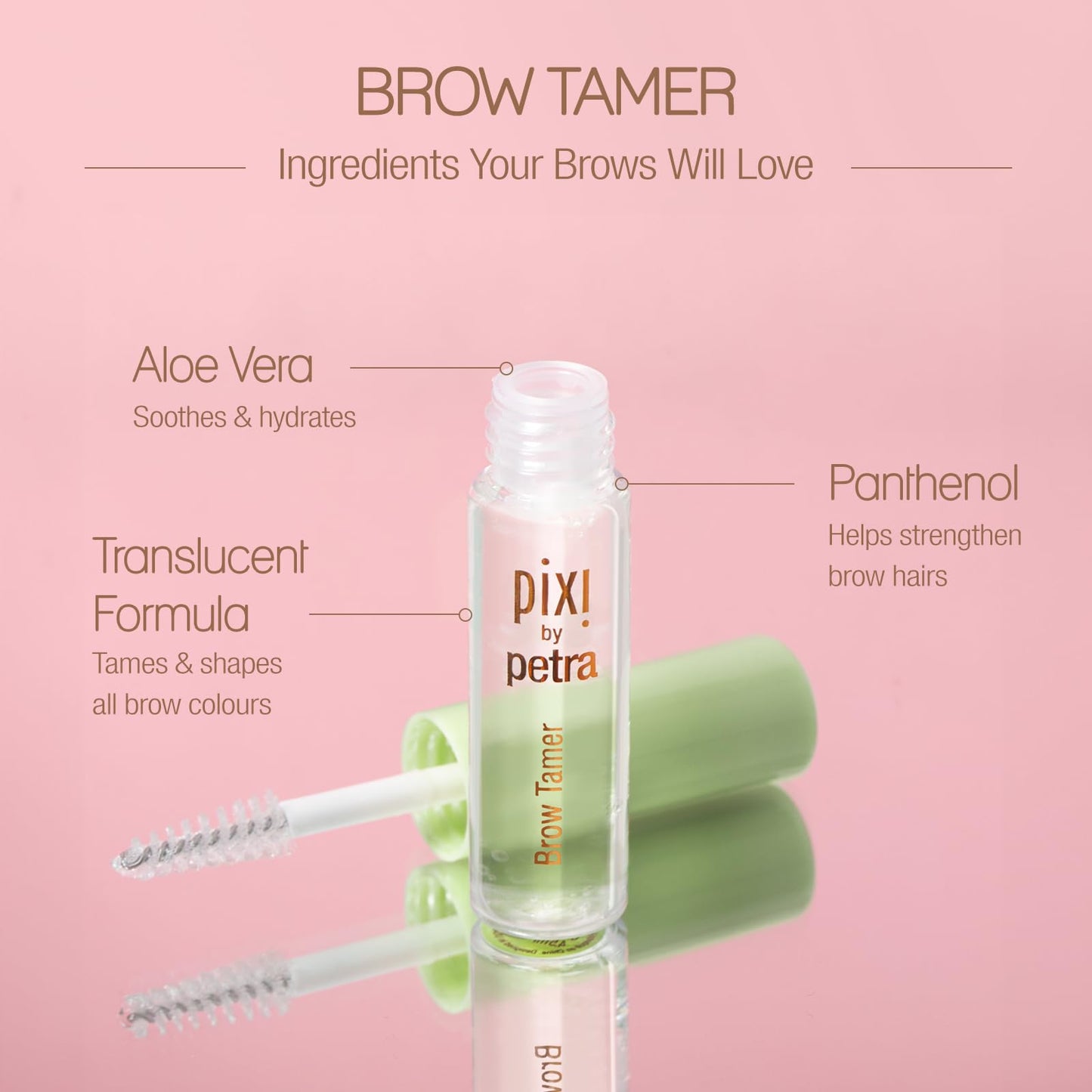 Pixi Beauty Brow Tamer Clear Eyebrow Gel, Long-Wearing Translucent Brow Setting Gel with Aloe Vera and Panthenol, Shapes Defines and Holds Brows, Non-Crunchy Flexible Hold, 4.5 ml / 0.15 fl oz