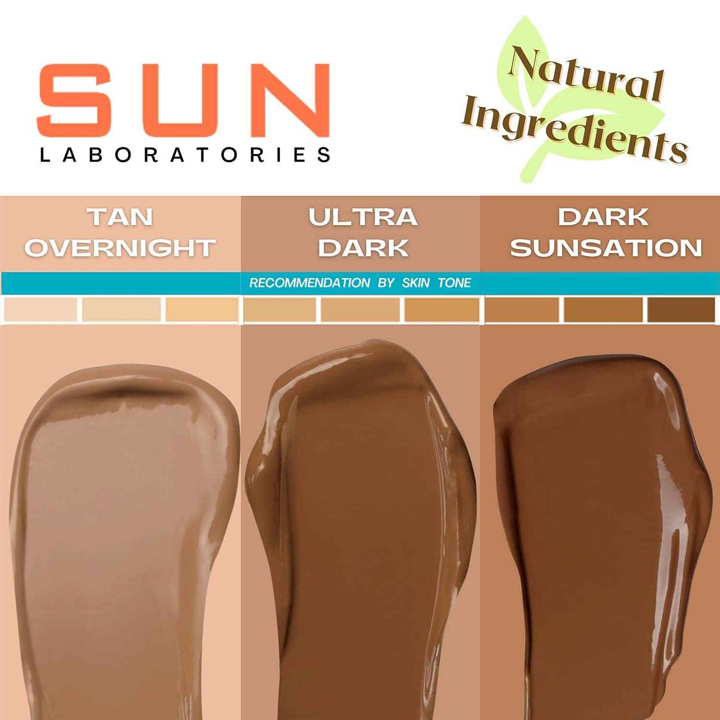 Sun Laboratories By Giesee Tan Overnight Sunless Tanning Lotion 4 oz - Organic Self Tanner, Long Lasting Tanning Lotion, Natural Body Lotion for Sunless Tan, Face & Body Self Tanner