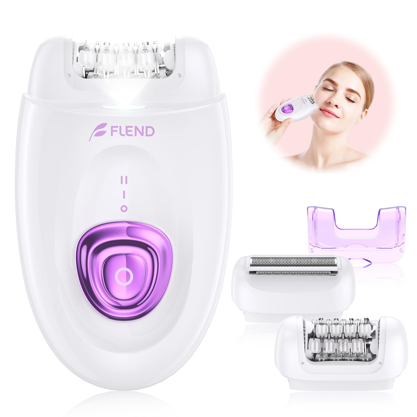 Epilator,Epilators Hair Removal for Women, 2 in 1 Hair Removal Device with LED Light & USB Rechargeable, Electric Shaver for Legs,Underarms,Bikini and Full Body, Purple
