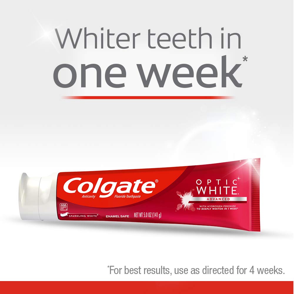 Colgate Optic White Whitening Toothpaste - Sparkling White, 5 oz (3 Pack)