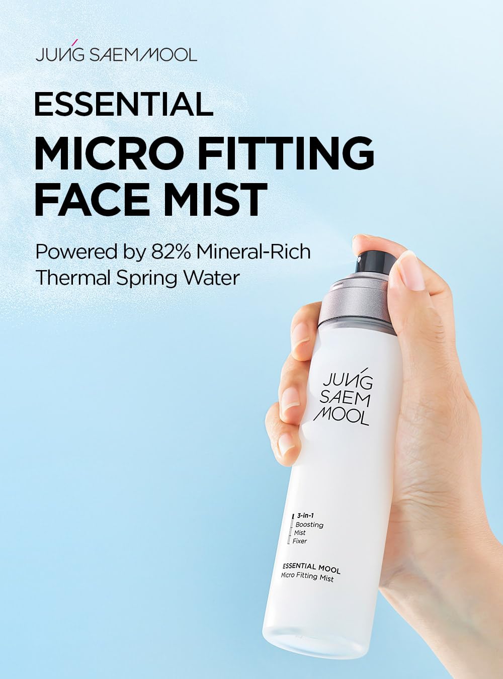 JUNG SAEM MOOL Essential Mool Micro Fitting Mist | Micro-Fine Setting Spray for Makeup & Hydrating Primer for Face with Thermal Spring Water, Long-Lasting Fix & Dewy Finish, Korean Makeup (1.86 Fl Oz)