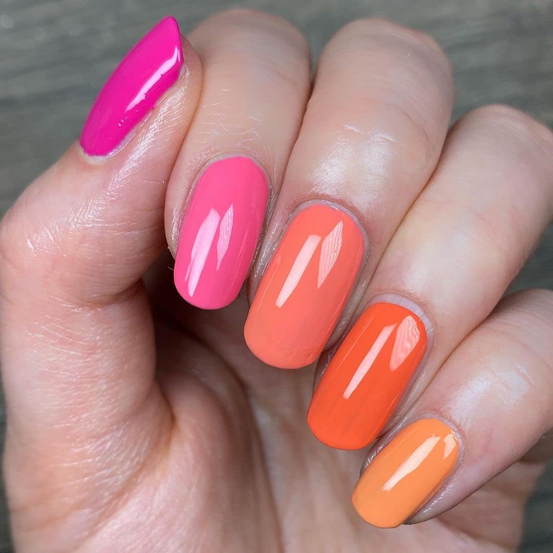Vishine Gel Nail Polish Set -Hot Pink & Pumpkins Tones - Bright Orange Fuchsia Solid Nail Gel Colors Home Gel Nail Art Manicure Set 8ml