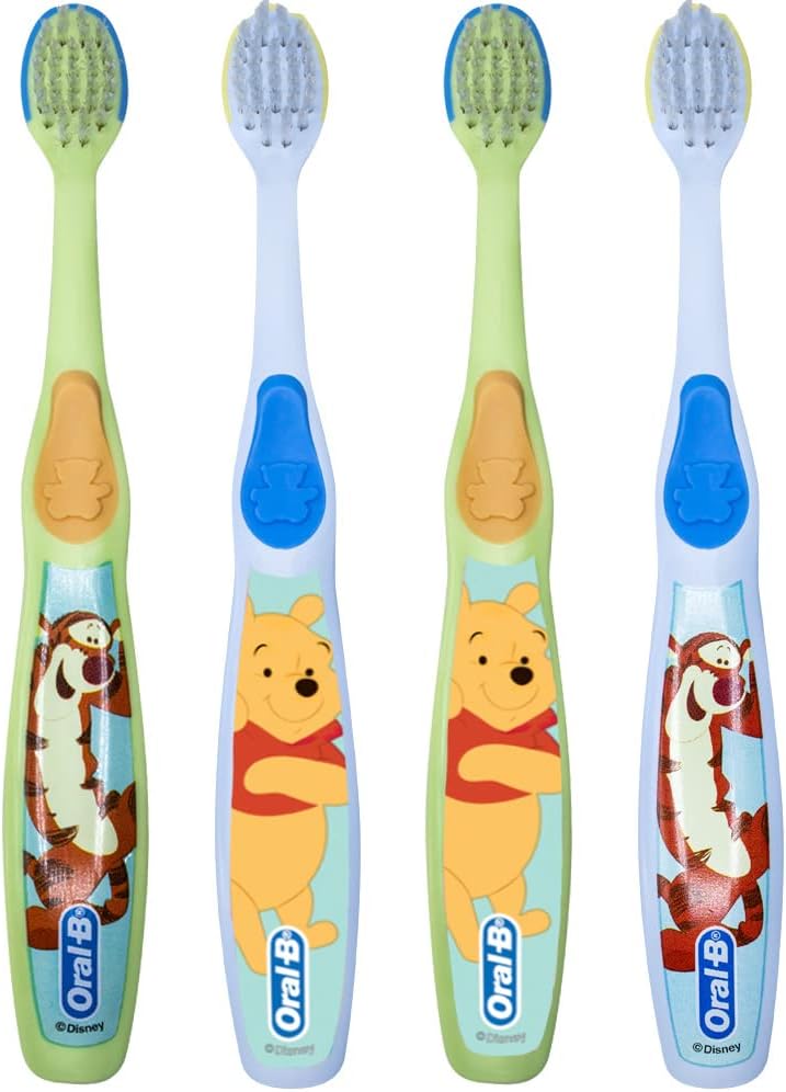 Oral-B Baby Manual Toothbrush - Extra Soft Pooh Characters for 0-3 Years | Pack of 4