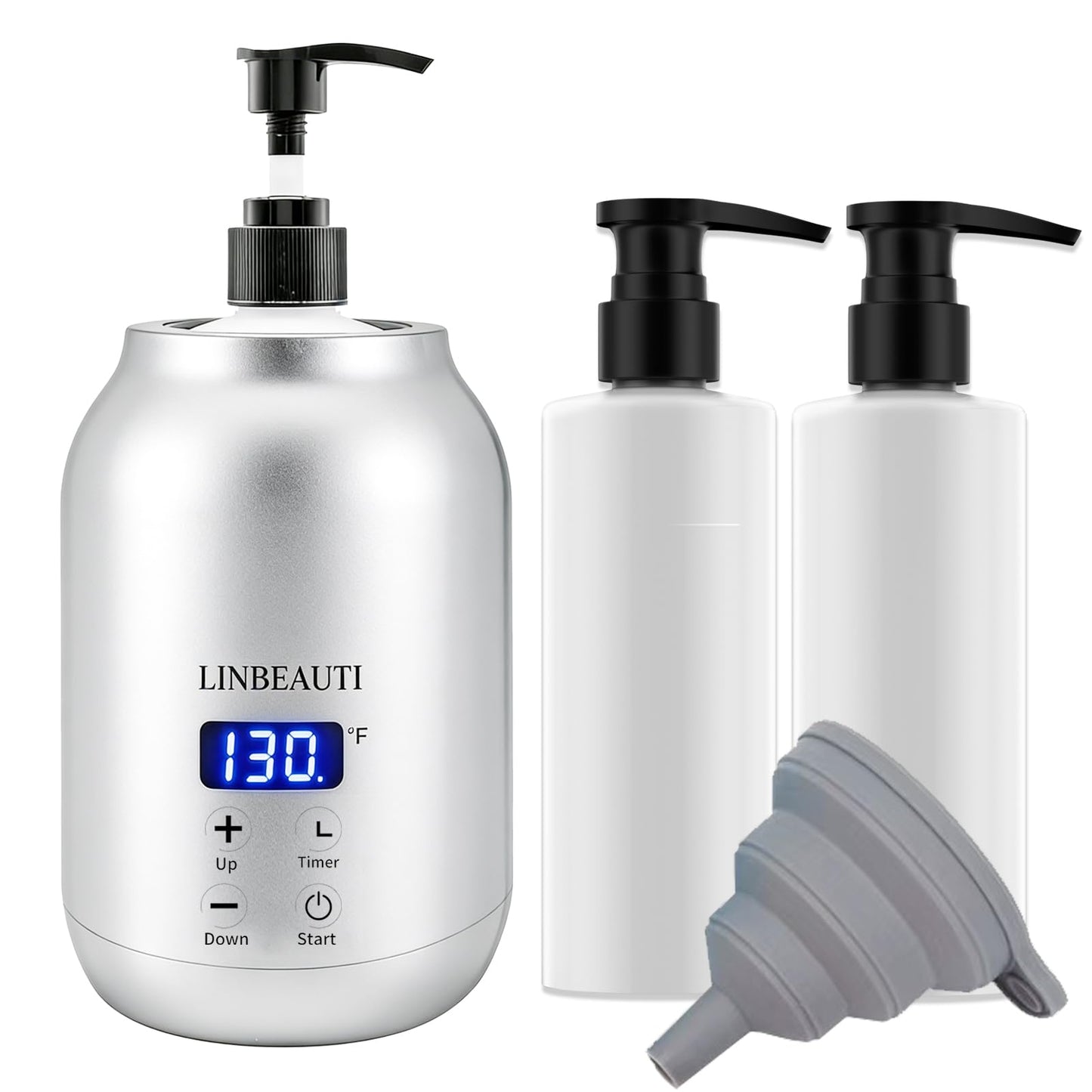 LINBEAUTI Massage Oil Warmer with Two Oil Bottle Dispenser, Lotion Bottle Warmer, Smart Touch Key Electric Warm Lotion Dispenser, Lube Gel Cream Warmer for Home Pro Salon Spa Massage