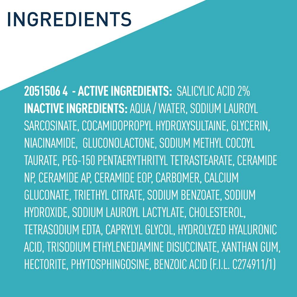CeraVe Acne Treatment Face Wash - Salicylic Acid Cleanser with Clay & Niacinamide | 8 Ounce