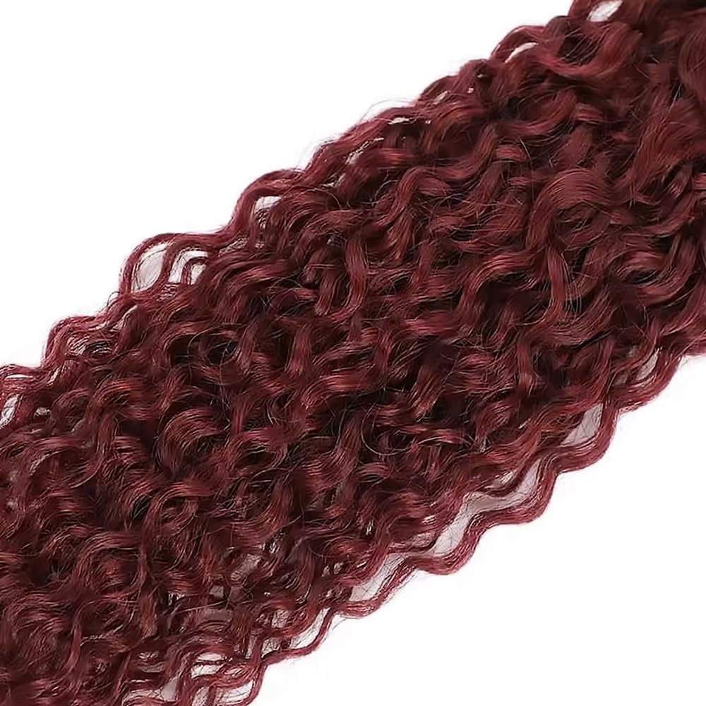 Dokksiiia Wine-Red Bundles Human Hair #99j Curly Weave Extensions 8/10/12 Inch Burgundy Color 99J Curly Wave Bundles Double Weft Brazilian Hair Extensions