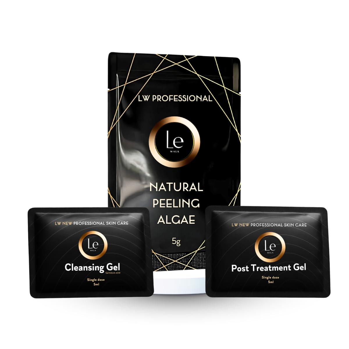 LE WALK Single-Dose Face and Body Peel – 3-Step Exfoliation Kit with Natural Algae | Skin Renewal in 7 Days | Includes Cleansing Gel and Post-Treatment Gel