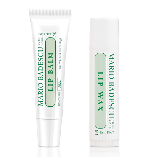 Mario Badescu Hydrating Lip Balm & Lip Wax Duo, Lip Care With Jojoba, Vitamin E, Olive Oil & Aloe, Non-greasy, Nourishing Lip Care for Soft, Smooth, and Supple Lips
