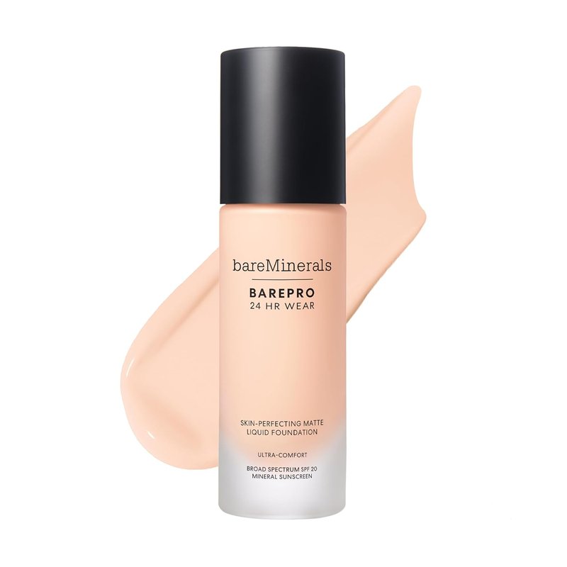 bareMinerals Liquid Foundation SPF 20 - Full Coverage, Breathable Makeup for Natural Matte Finish | 24HR Wear, Vegan