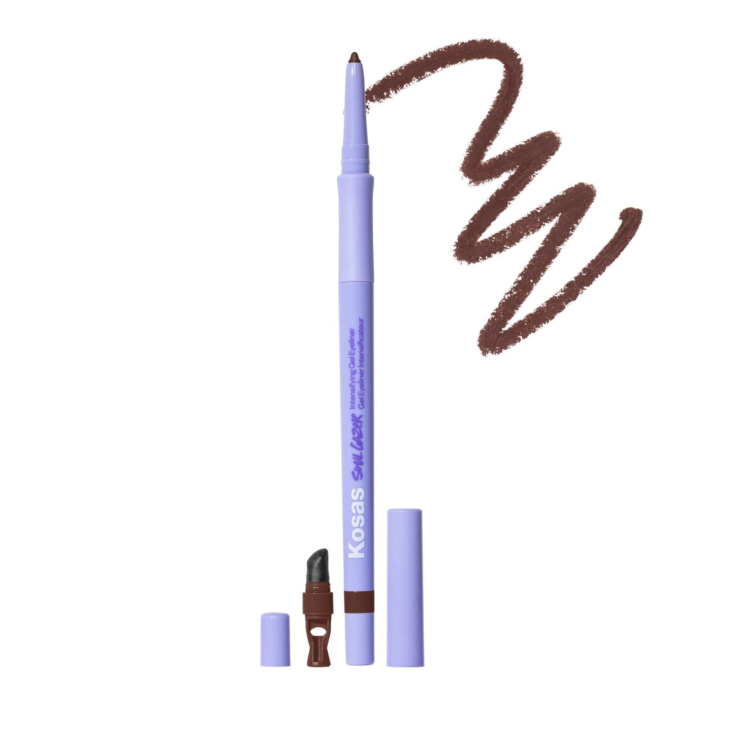 Kosas Soulgazer Gel Eyeliner – Waterproof, Smudge-Resistant Eye Liner Pencil with Hyaluronic Acid, Sharpener & Smudger, Warm Brown Matte