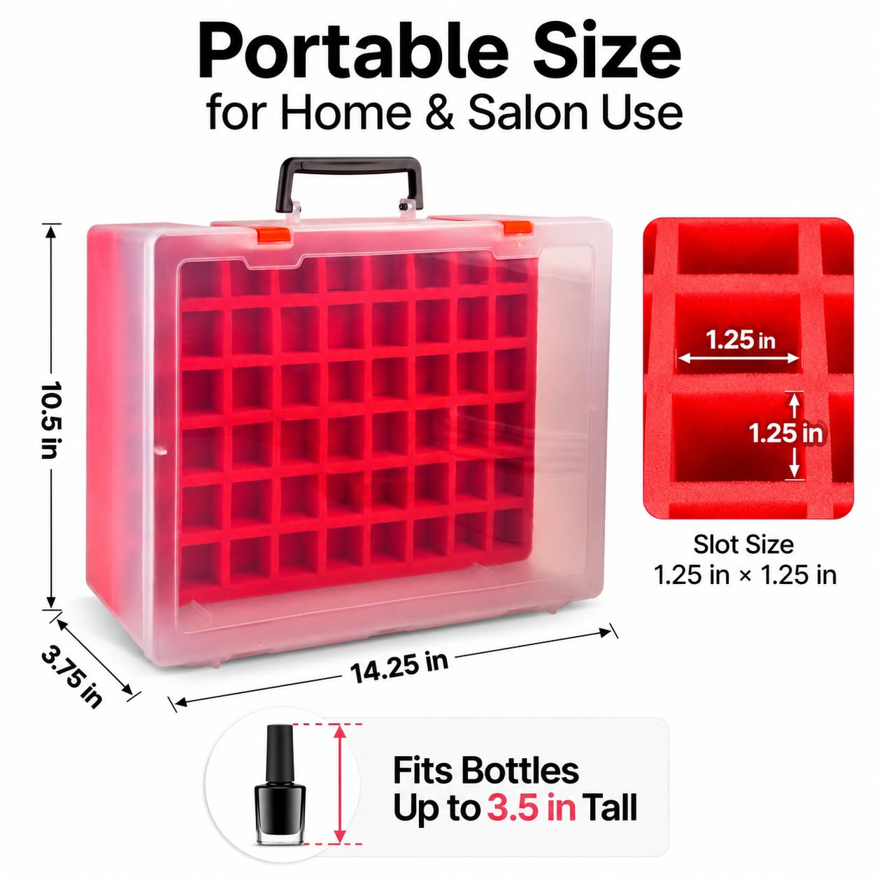 FULLCASE Nail Polish Organizer, 54 Bottles Nail Storage with Separate Sponge Compartment for Sally Hansen/for GAOY/for OPI/for Essie/for CANNI Gel/for DND Gel Polish