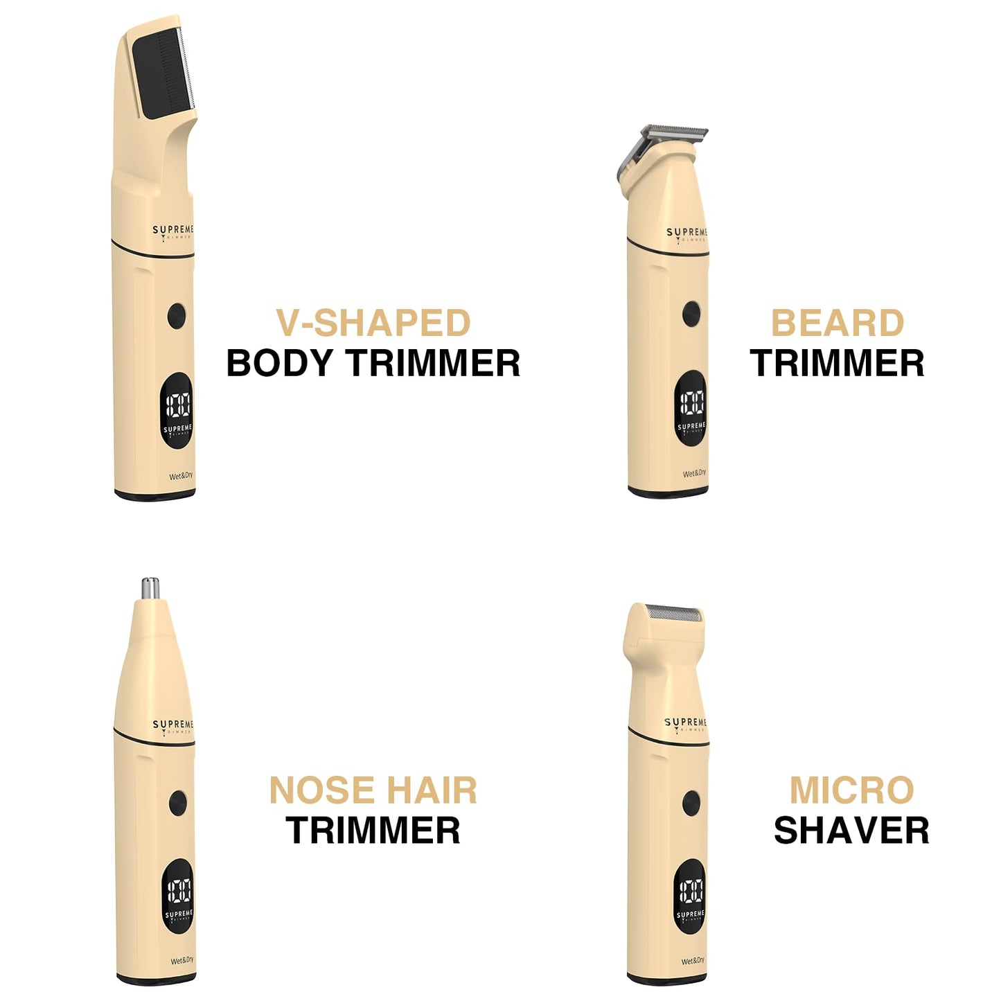 Supreme Trimmer All-in-One Multigroomer | No-Nick, Nose/Ear/Pubic & Full Body Grooming Kit | LCD Display, Rechargeable & Waterproof Men's Hair Trimmer | SMG3040