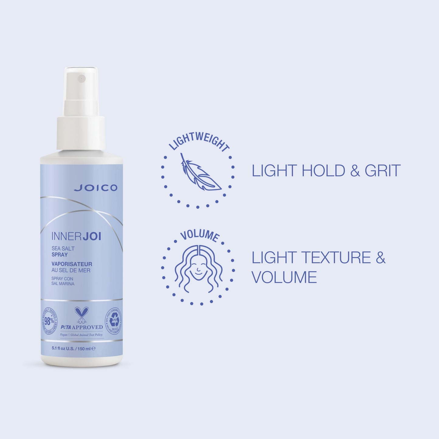 Joico InnerJoi Sea Salt Spray | Styling For All Hair Types | Sulfate & Paraben Free | Naturally-Derived Vegan Formula | 5.1 oz