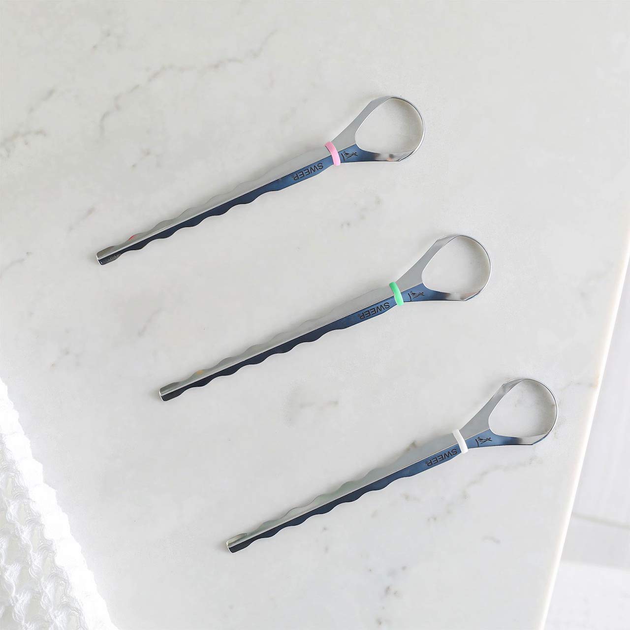 Tongue Sweeper Model T Sweep Medical Grade Stainless Steel Tongue Cleaner with Wider Cleaning Head, Reduce Bad Breath and Improve Taste, Preferred by Leading Dental Schools, Dishwasher Safe (2 Count)