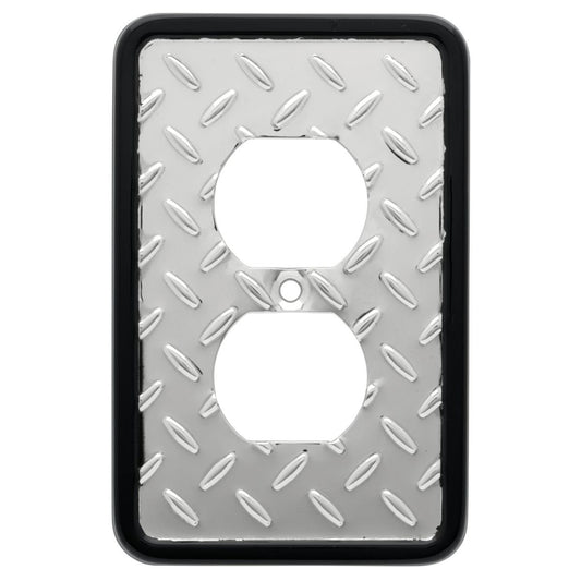 Franklin Brass Diamond Plate (1-Pack) Outlet Covers Polished Chrome 1-Gang Wall Plate Single Duplex Switch Plates Electrical Guard 135859