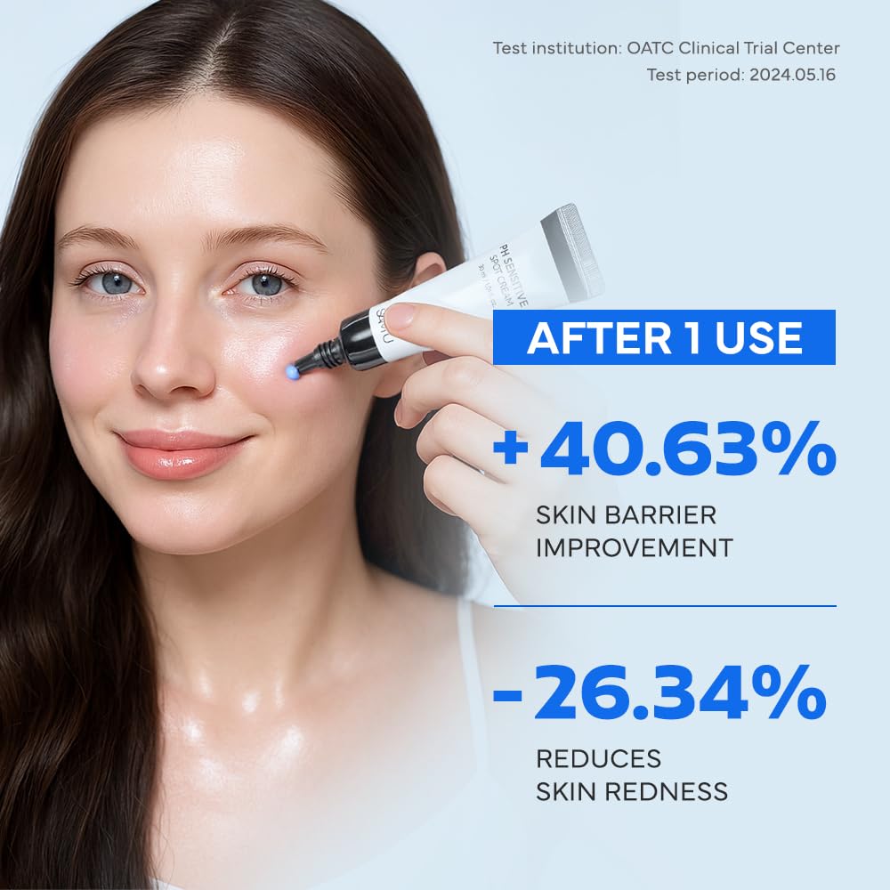 SAM’U PH Sensitive Spot Cream – Redness Reducing Blue Cream with Guaiazulene, Ceramides & Peptides for Redness Relief and Post-Blemish Recovery – Korean Face Moisturizer 30ml / 1.01 fl.oz