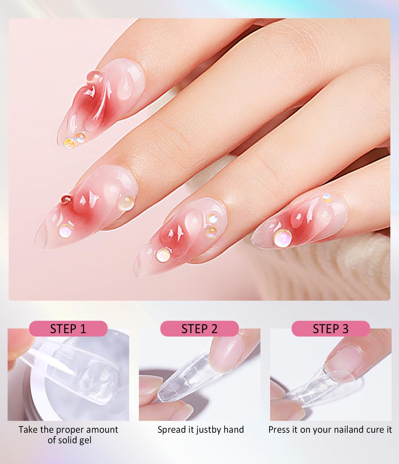 Solid Builder Gel and Chrome Nail Powder Kit BISHENGYF: 4 In 1 No Wipe 3d Sculpting Nail Gel Gold Aurora White Pearl Chrome Nail Powder Clear Non-Sticky Hand Extension Glue for Nail Decoration 30g