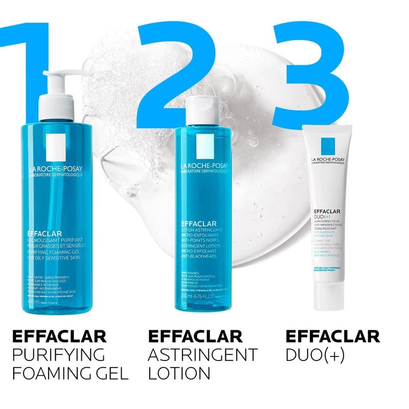 La Roche-Posay Effaclar Purifying Foaming Gel Cleanser - Oily Skin Face Wash with Zinc Pidolate, Alcohol-Free & Oil-Free
