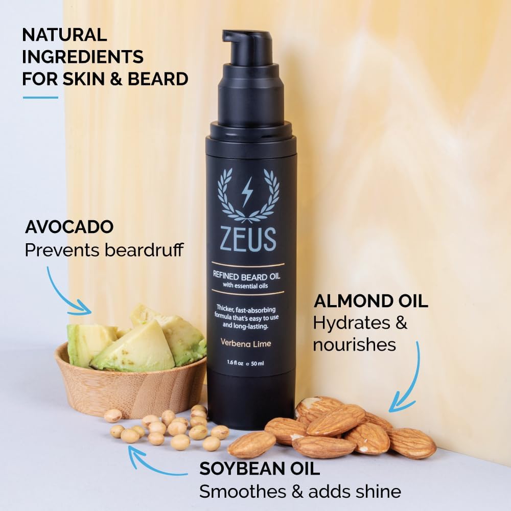 ZEUS Refined Beard Oil for Men with Natural Oils (Sandalwood) 1.6 fl oz