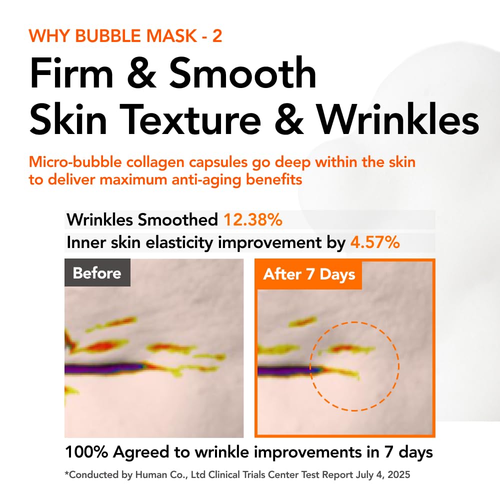 MENOKIN 30 Seconds Quick Bubble Mask [LIFT] - [Collagen] & Niacinamide in Micro-bubbles for Anti Aging, Boost Elasticity, Fine Lines, Korean Glass Skin Care Essential, 70 Uses, 3.21 fl.oz