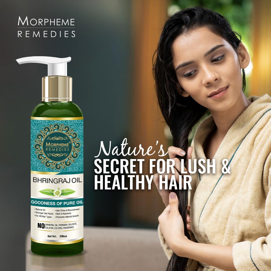Morpheme Remedies Pure ColdPressed Bhringraj Oil (No Mineral Oil & Sulphate), 200ml