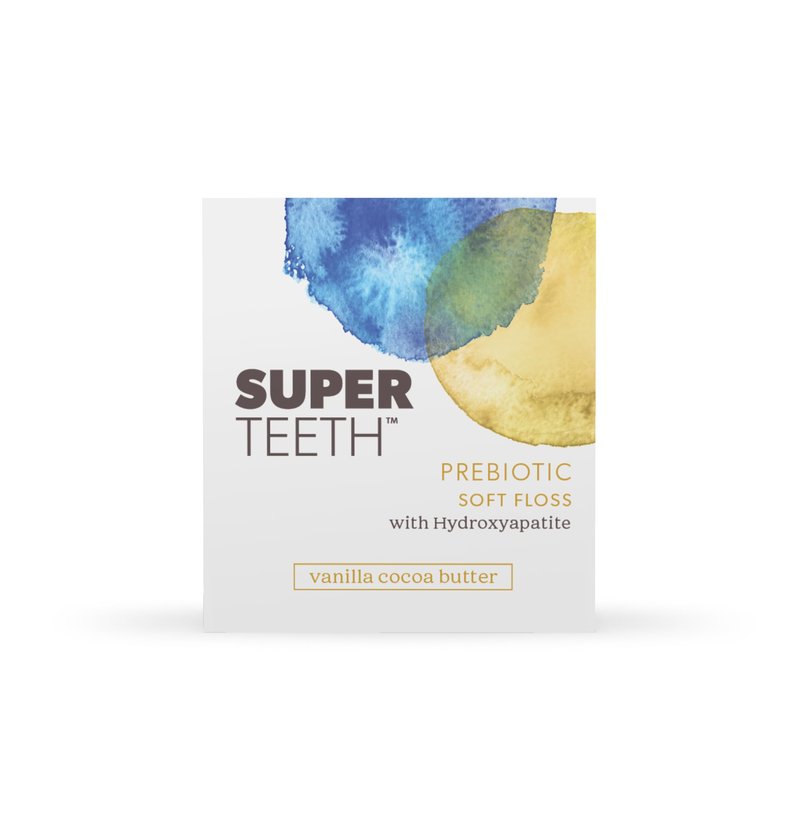SuperTeeth Prebiotic Soft Floss with Hydroxyapatite and Xylitol, Expanding Dental Floss for Adults & Kids, Helps Sensitive Gums, Strengthen Enamel, Natural Plaque Remover, Fluoride & PFA-Free, Vanilla