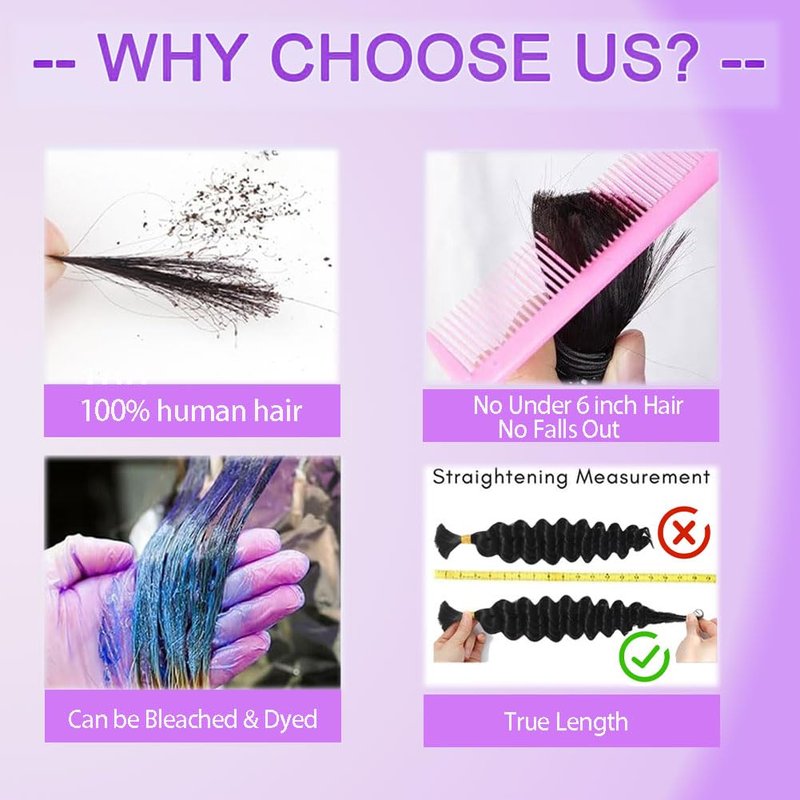 ZFY Human Braiding Hair 100g 16 Inch Deep Wave Bulk Human Hair for Braiding Boho Braids 100% Unprocessed Brazilian Virgin Human Hair Extensions No Weft 2 Bundle/Pack White Blonde