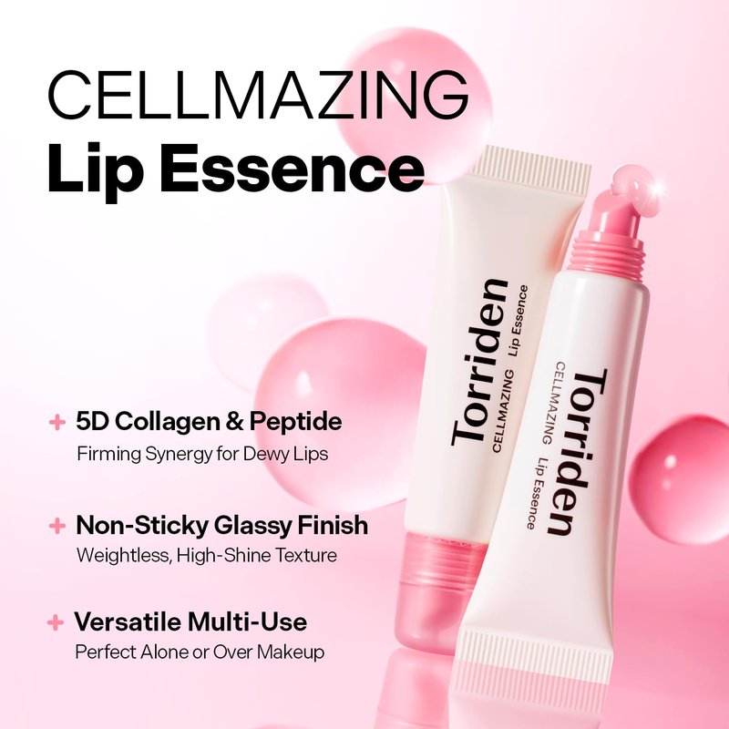 Torriden CELLMAZING Glass-Like Shine Lip Essence, 11ml (0.37 fl.oz) | Weightless Hydration for Smooth, Glossy Lips | 5D Collagen, Peptide, Jojoba Oil | Non-Sticky Korean Lip Care
