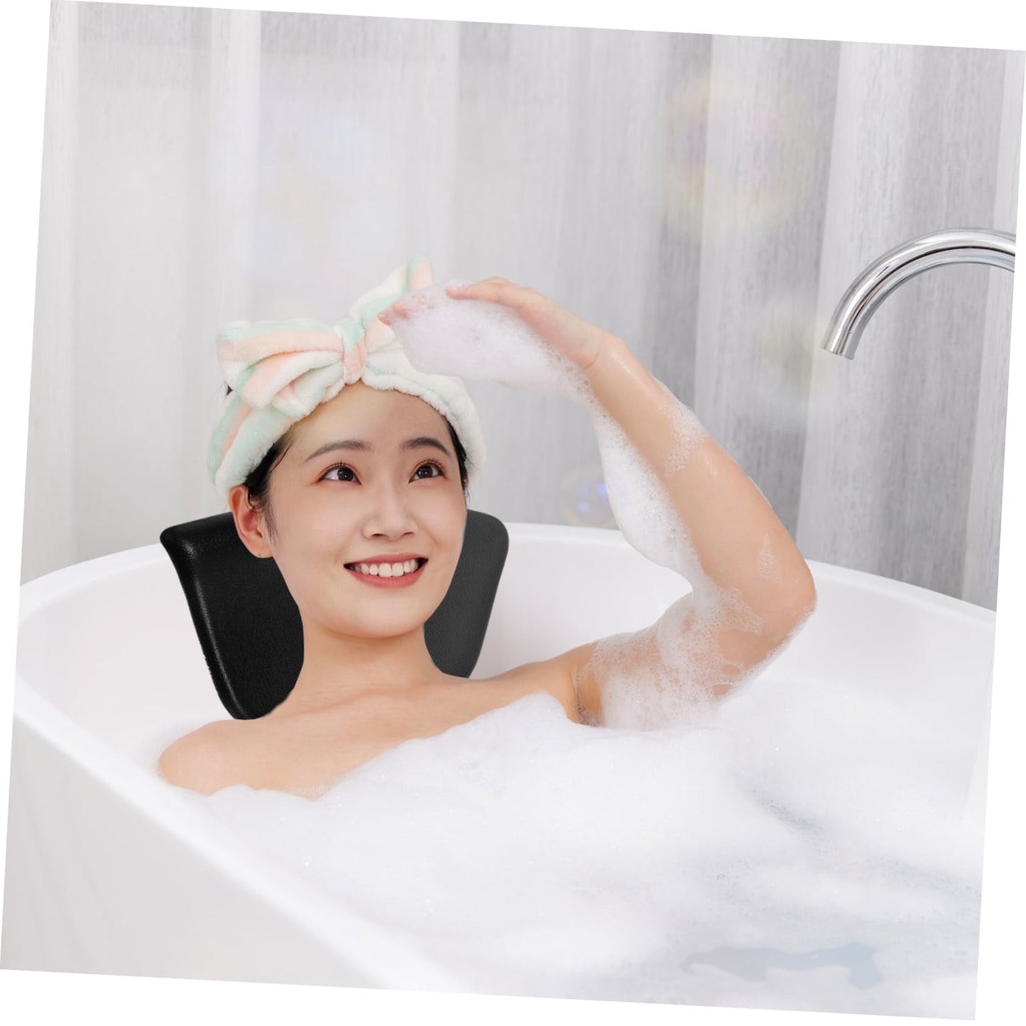 Mobestech Bath Pillow with Suction Cups for Bathtub Head and Neck Support Removable Spa Cushion for Soaking Tub 10.43 X 6.1 X 1.97 Inches Comfortable and Easy to Clean