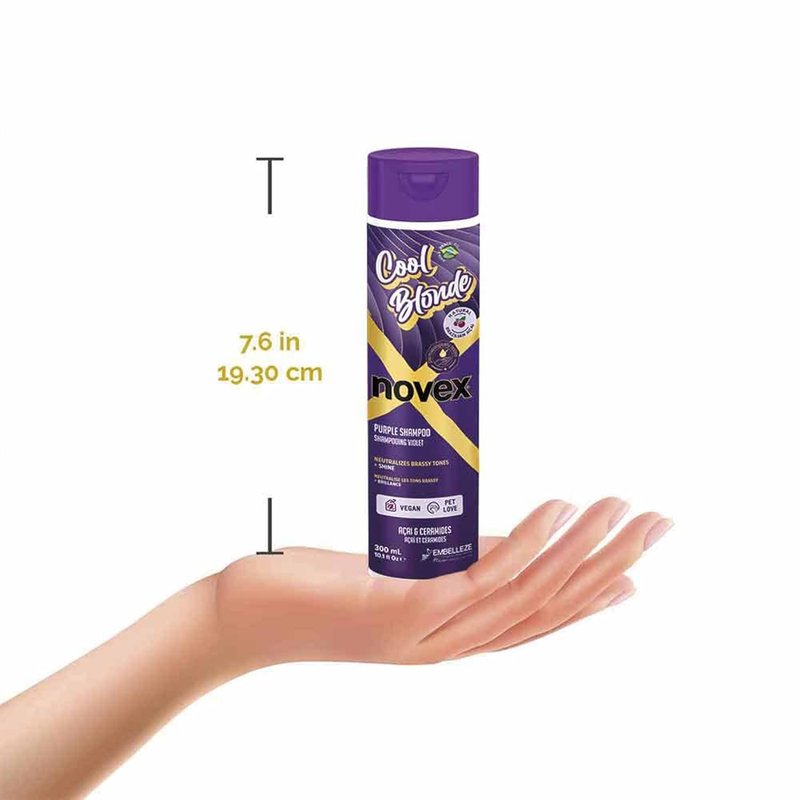 NOVEX Cool Blonde Purple Toning Shampoo - Neutralizes Brassiness with Acai Extract & Ceramides | 10.1oz (300ml)
