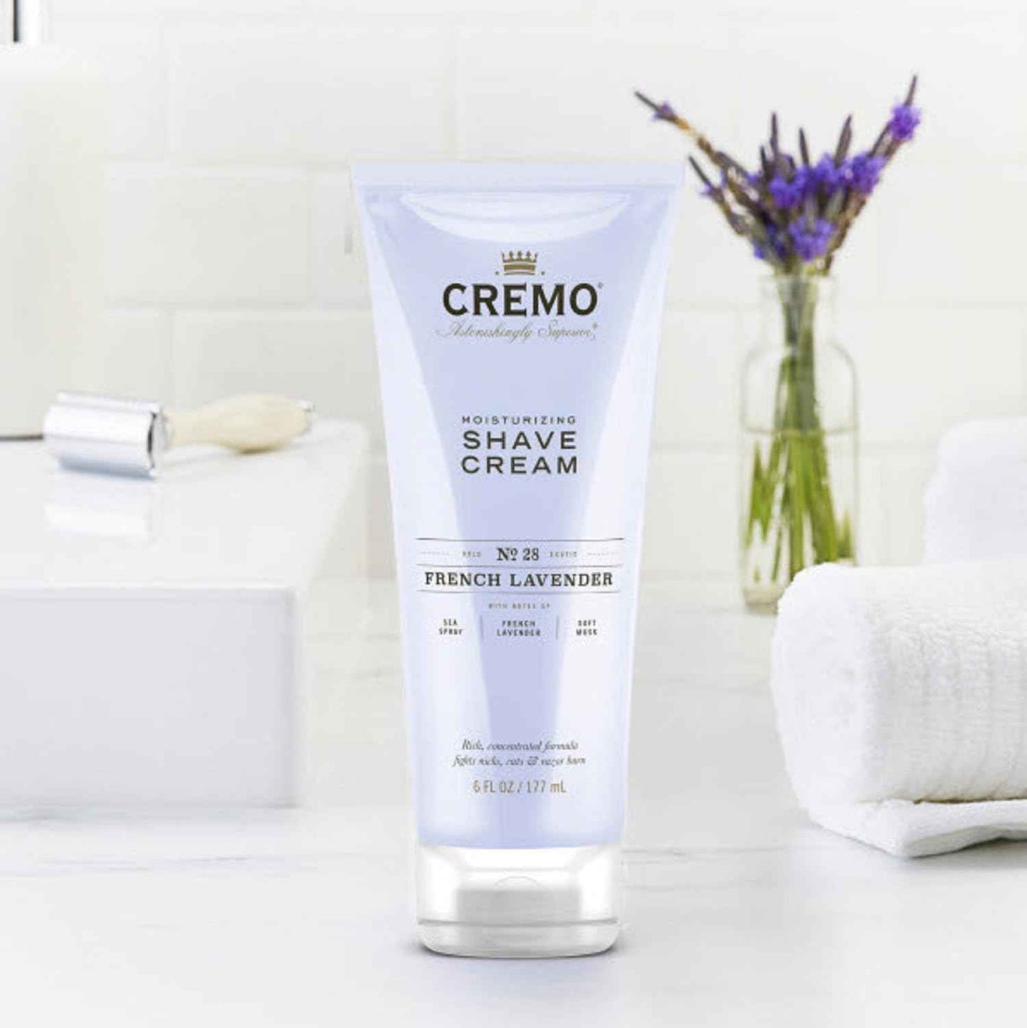 Cremo French Lavender Moisturizing Shave Cream, Astonishingly Superior Ultra-Slick Shaving Cream for Women Fights Nicks, Cuts and Razor Burn, 6 Fl Oz (Pack of 2)