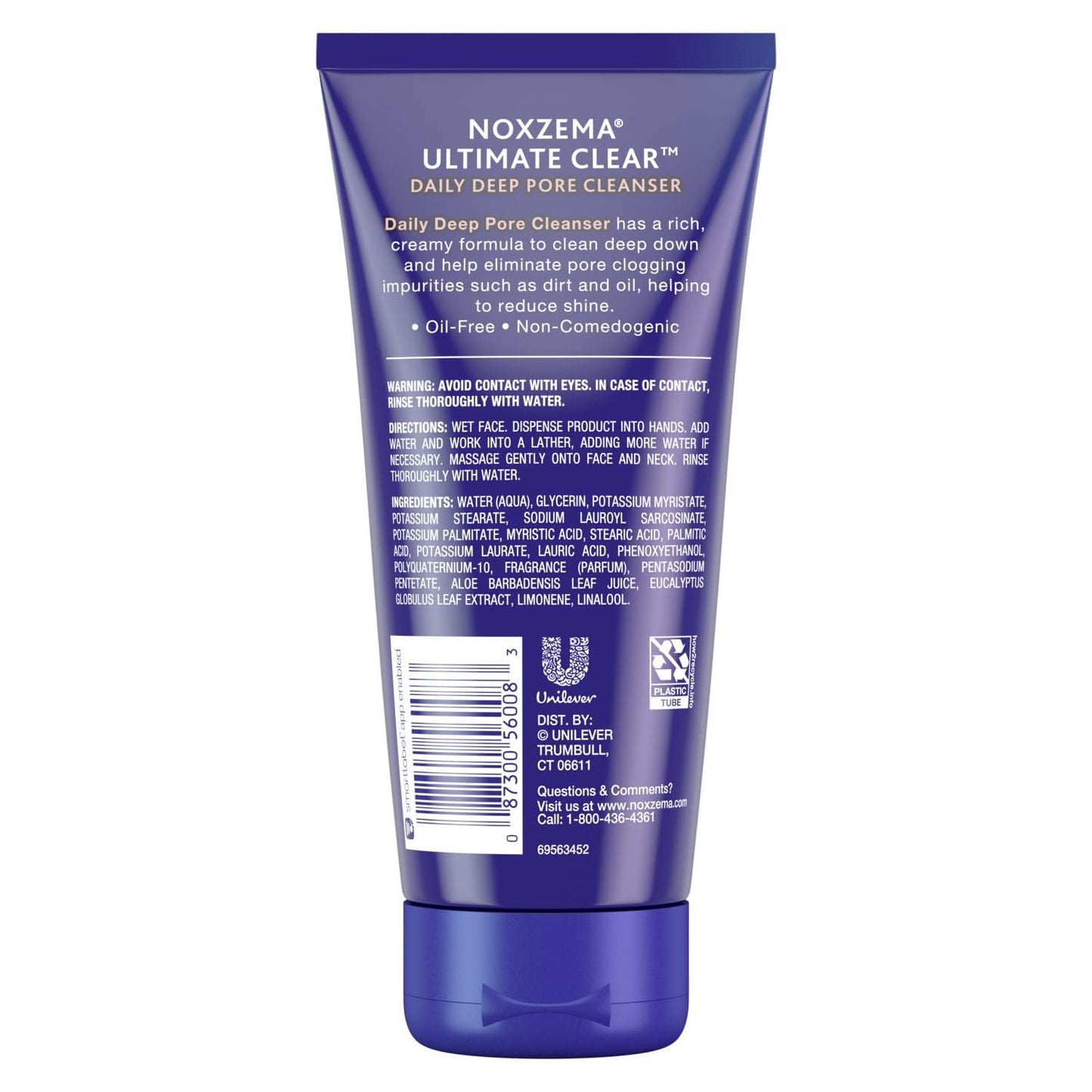 Noxzema Ultimate Clear Daily Deep Pore Oil-Free Cleanser for Soft, Smooth Skin - Noxzema Daily Face Wash for Women and Men, Noxzema Facial Cleanser for Acne Prone Skin, 6 Oz Ea (Pack of 4)